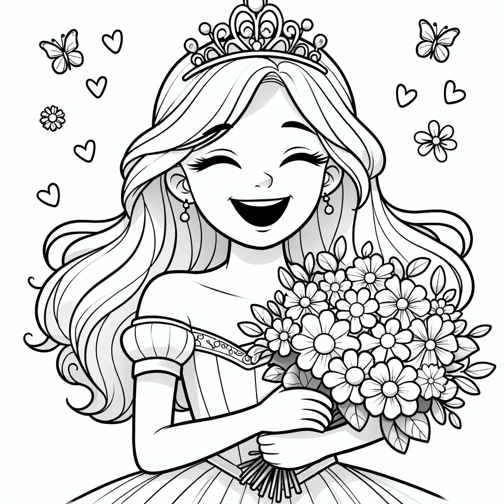 Princesa con ramo de flores – Simple & Hermoso