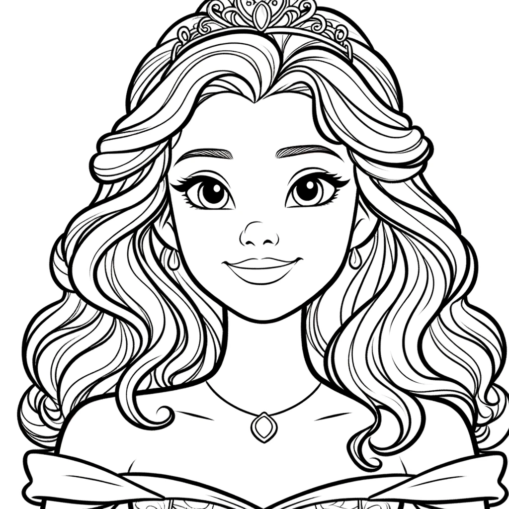Princesa con rostro amigable - Diversión al colorear garantizada