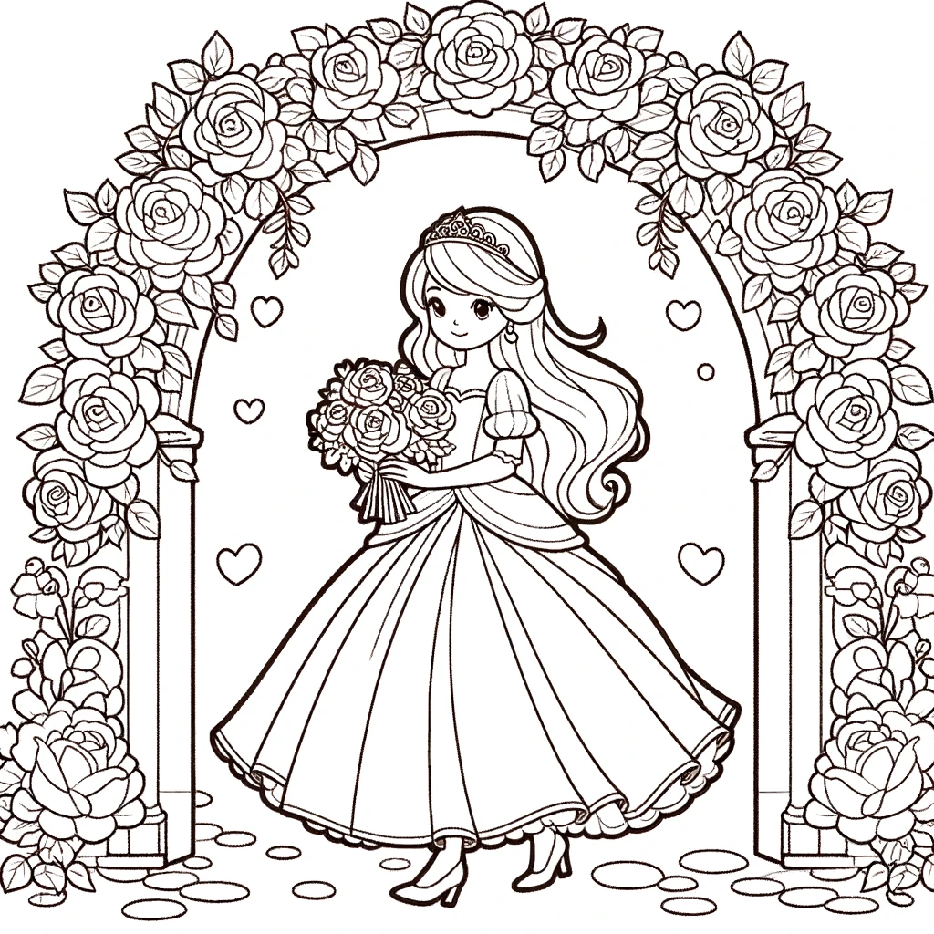 Princesa encantadora en un arco de rosas - Creatividad para niños