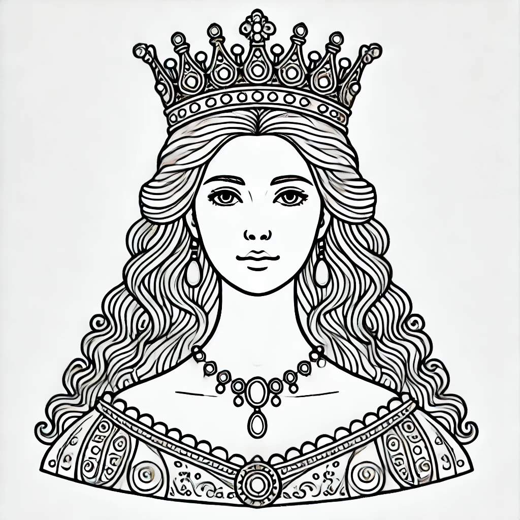 Retrato pintoresco de reina para niños