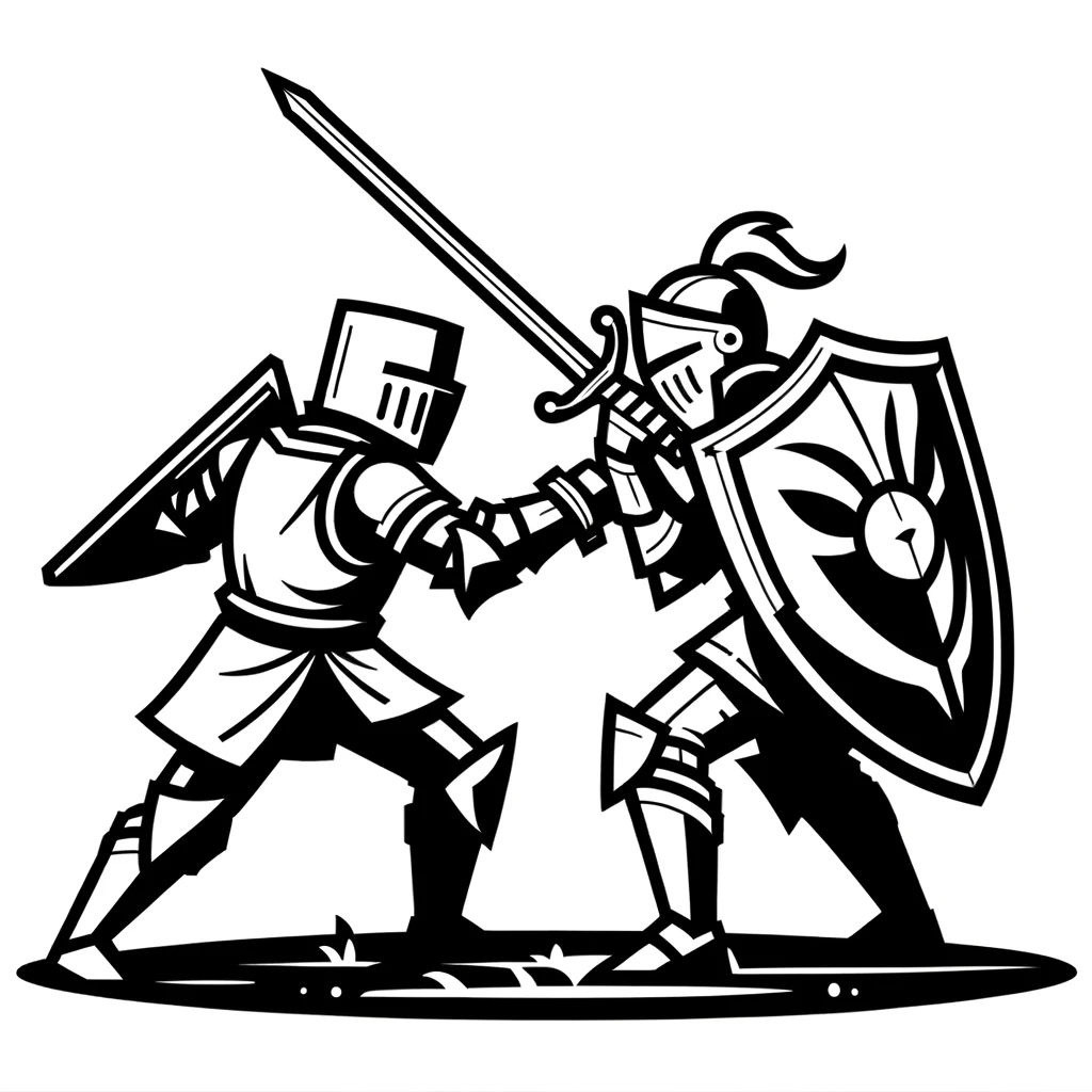 Valientes Caballeros en Combate para Imprimir