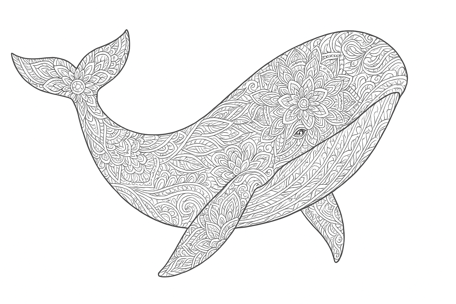 Ballena como dibujo detallado para colorear