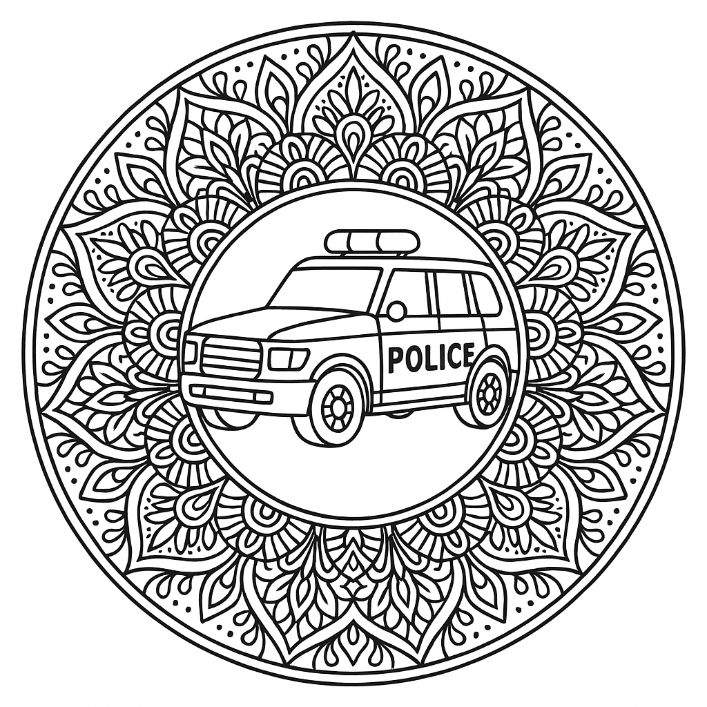 Coche de policía con patrones detallados