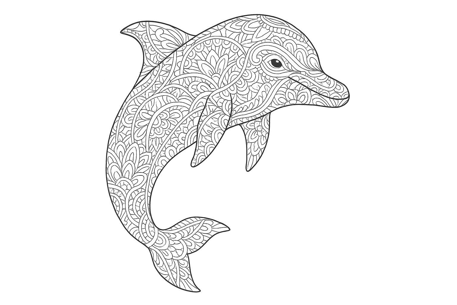 Delfín como dibujo detallado para colorear