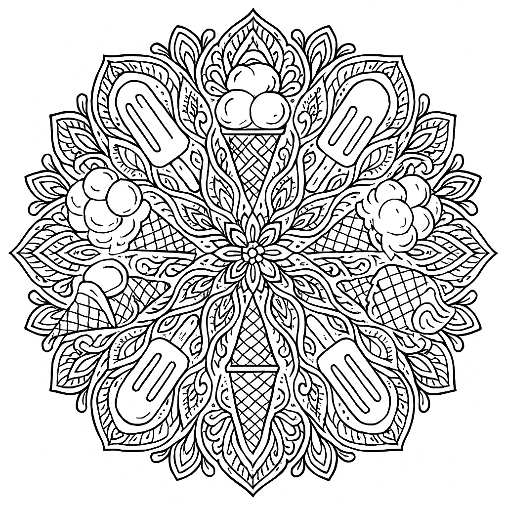 Dibujo creativo para colorear de helados para imprimir