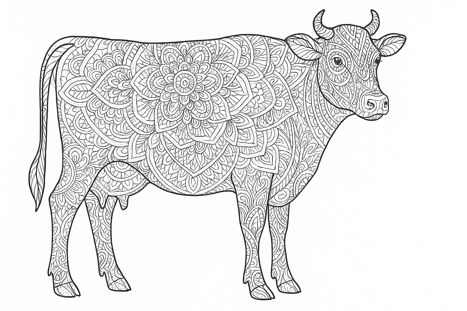 Dibujo creativo para colorear de vaca para niños