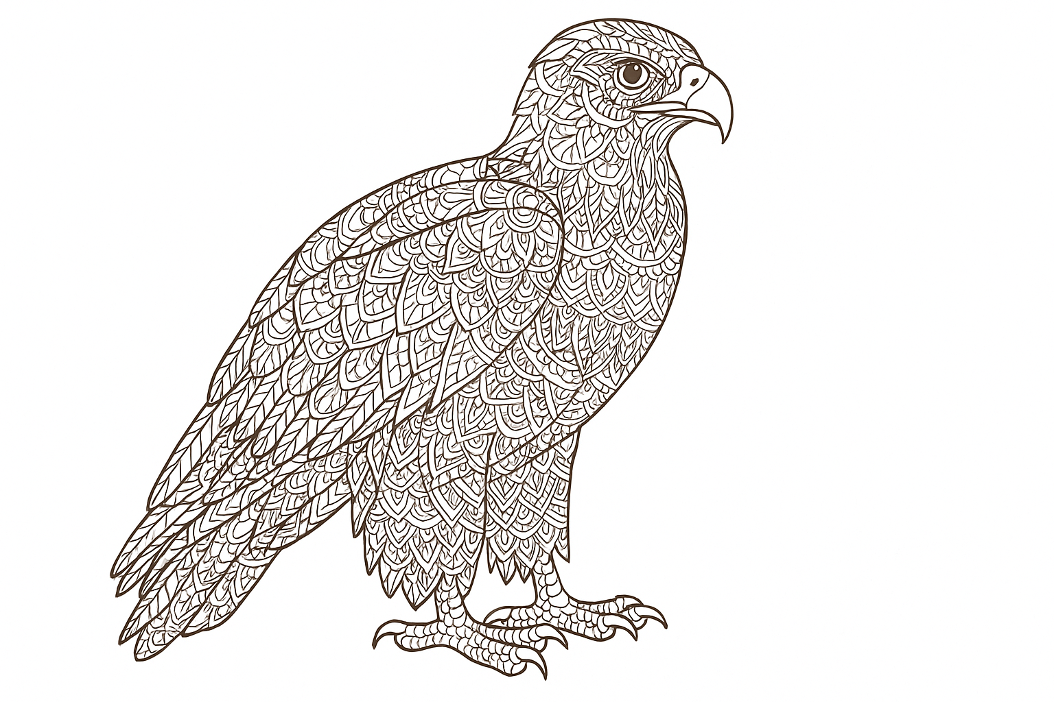 Dibujo detallado para colorear de águila
