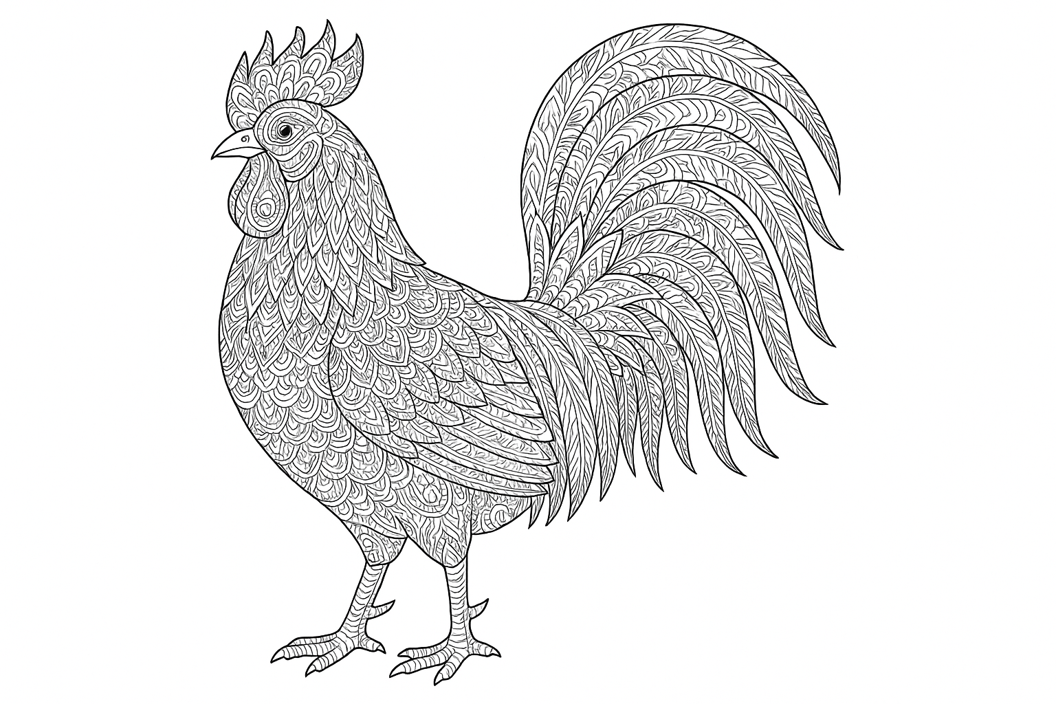 Gallo como dibujo creativo para colorear