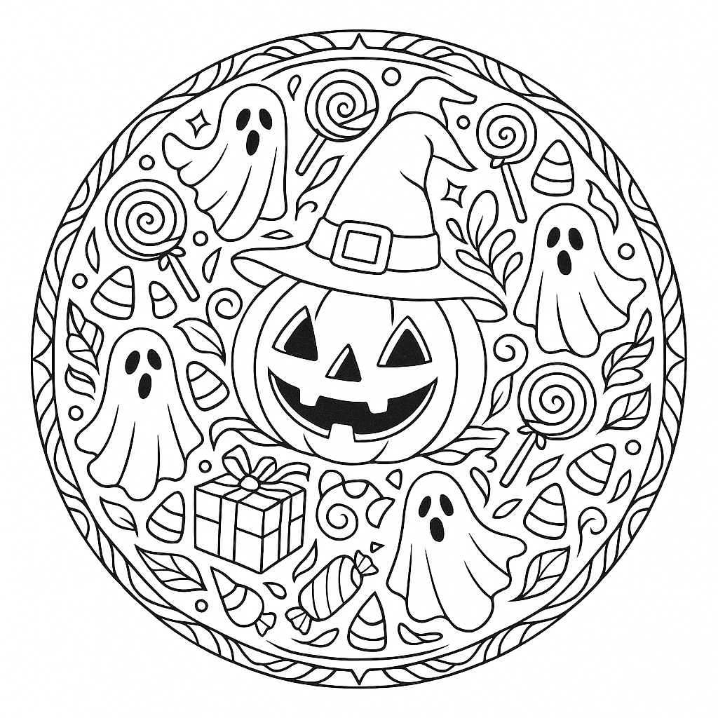Halloween con calabaza y caramelos
