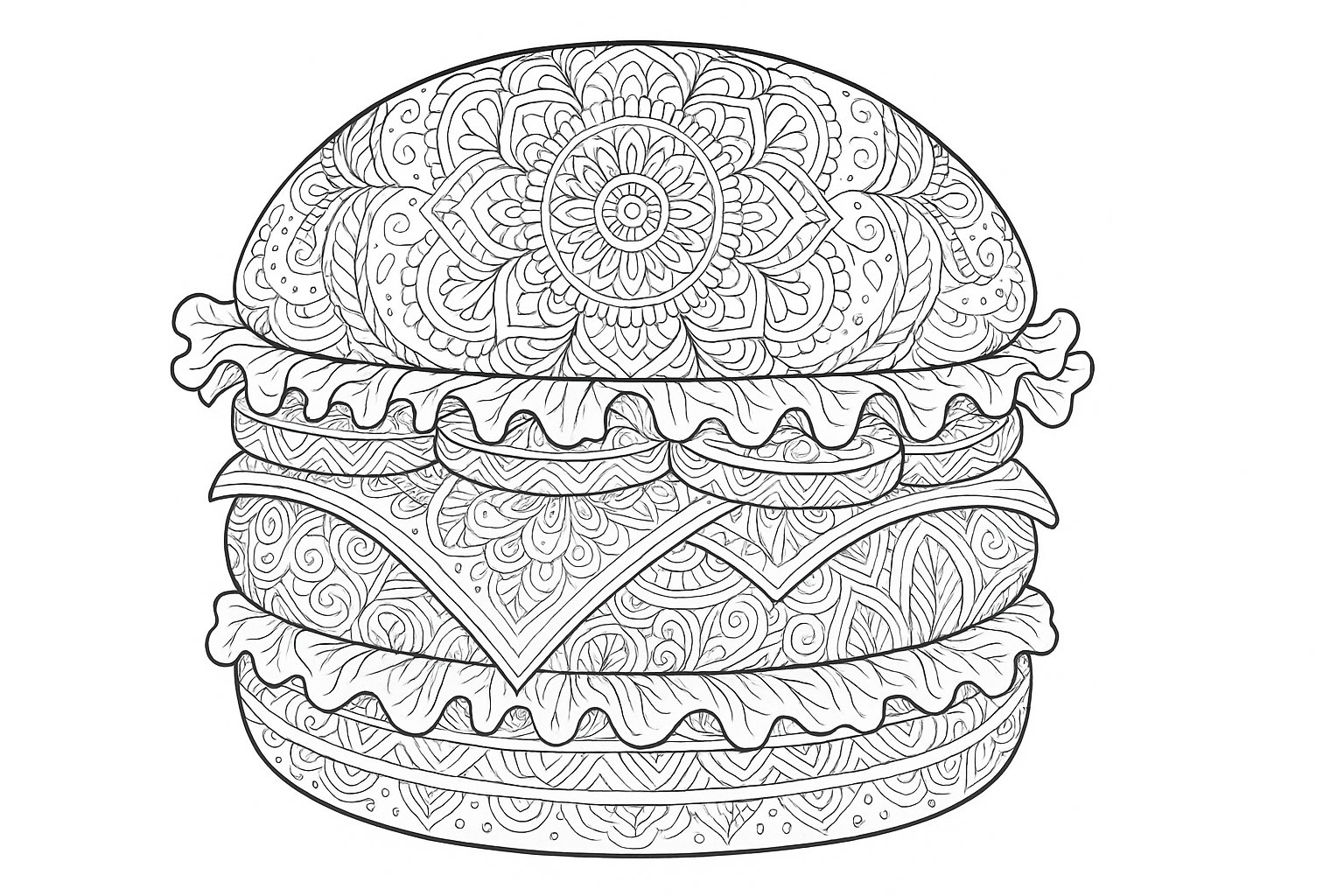 Hamburguesa con patrones artísticos