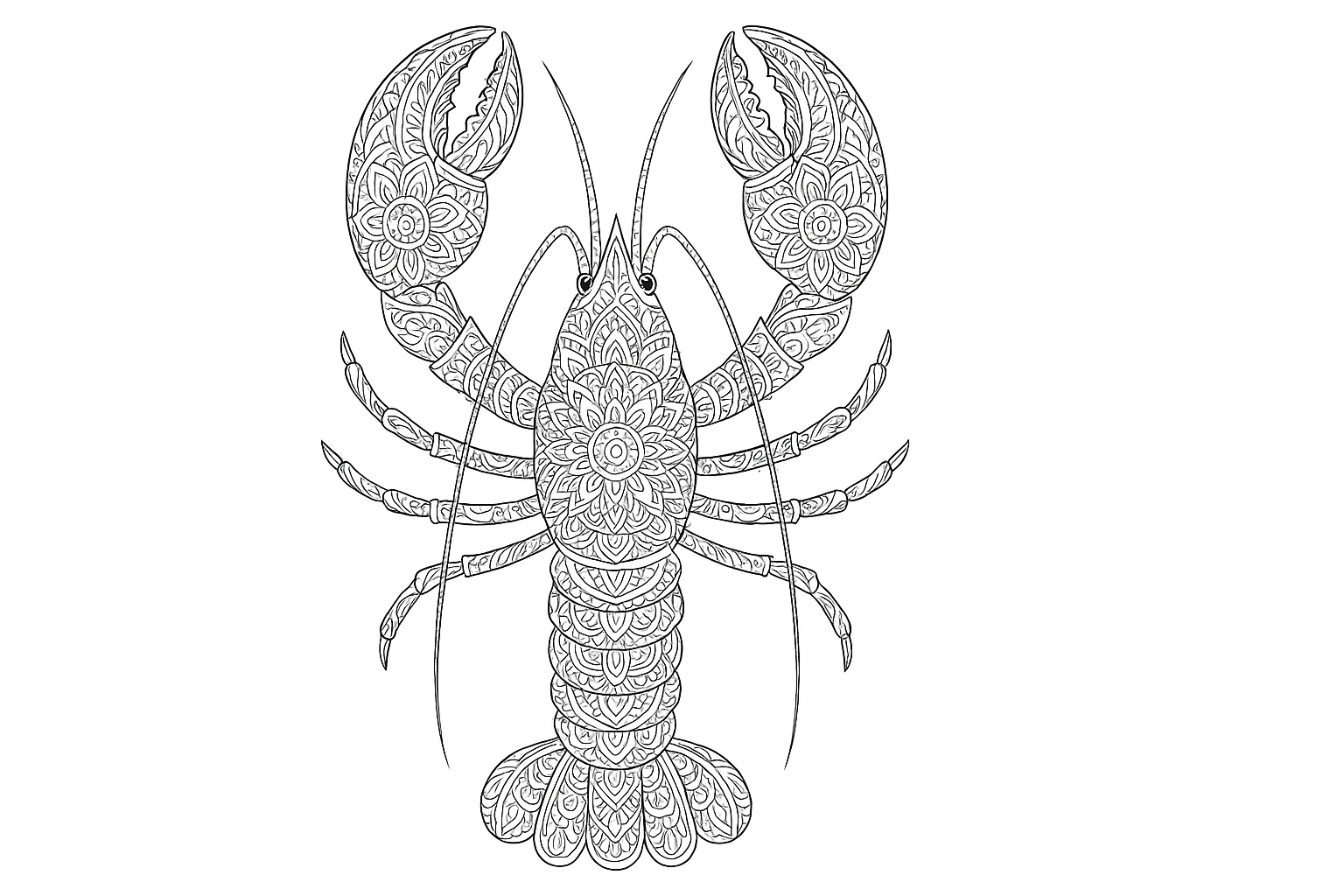 Langosta como dibujo detallado para colorear