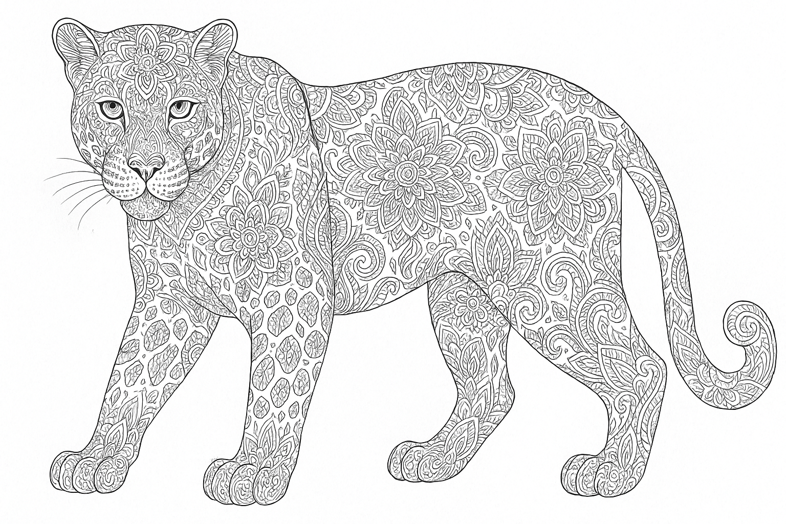 Leopardo como dibujo creativo para colorear