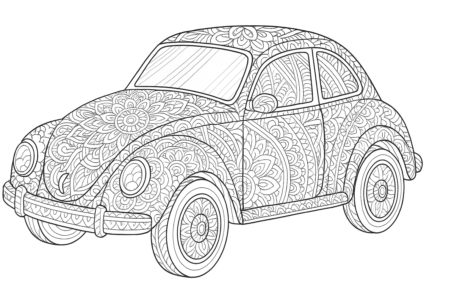Mandala con motivo detallado de automóvil