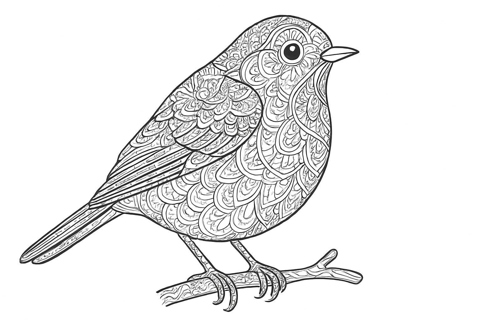 Petirrojo como dibujo creativo para colorear
