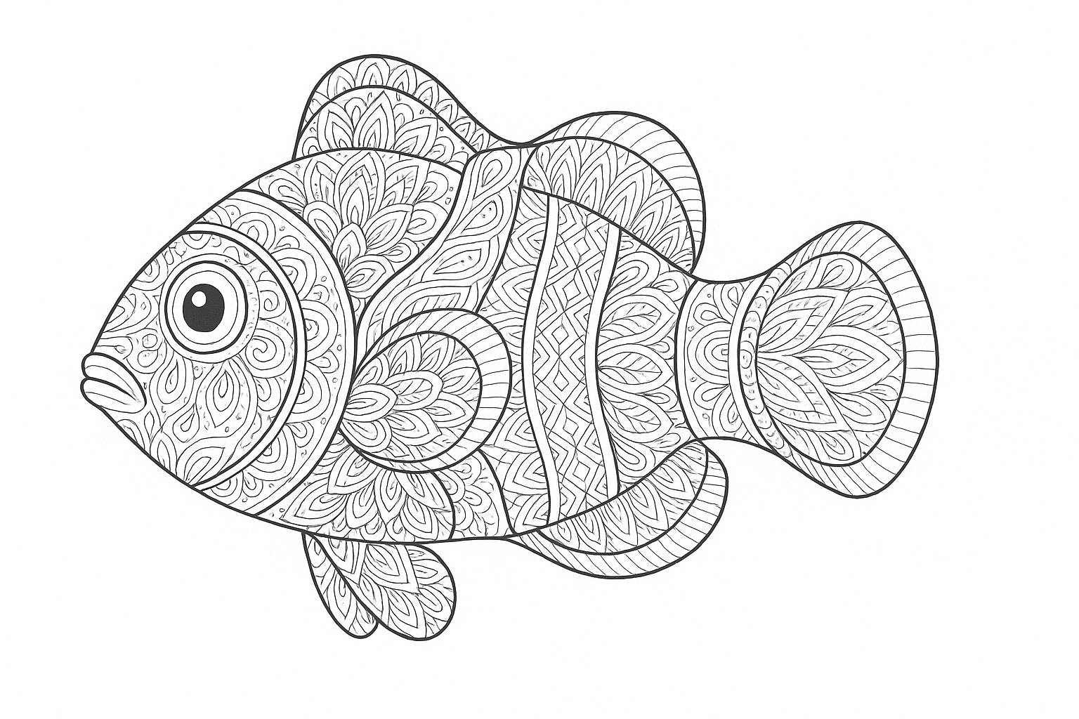 Pez payaso como dibujo detallado para colorear