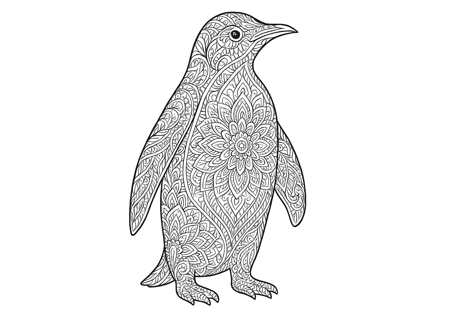 Pingüino con patrones artísticos