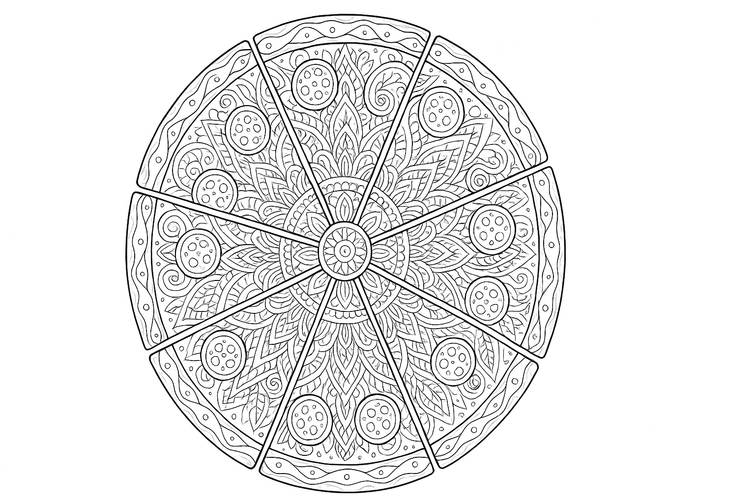 Pizza como dibujo creativo para colorear