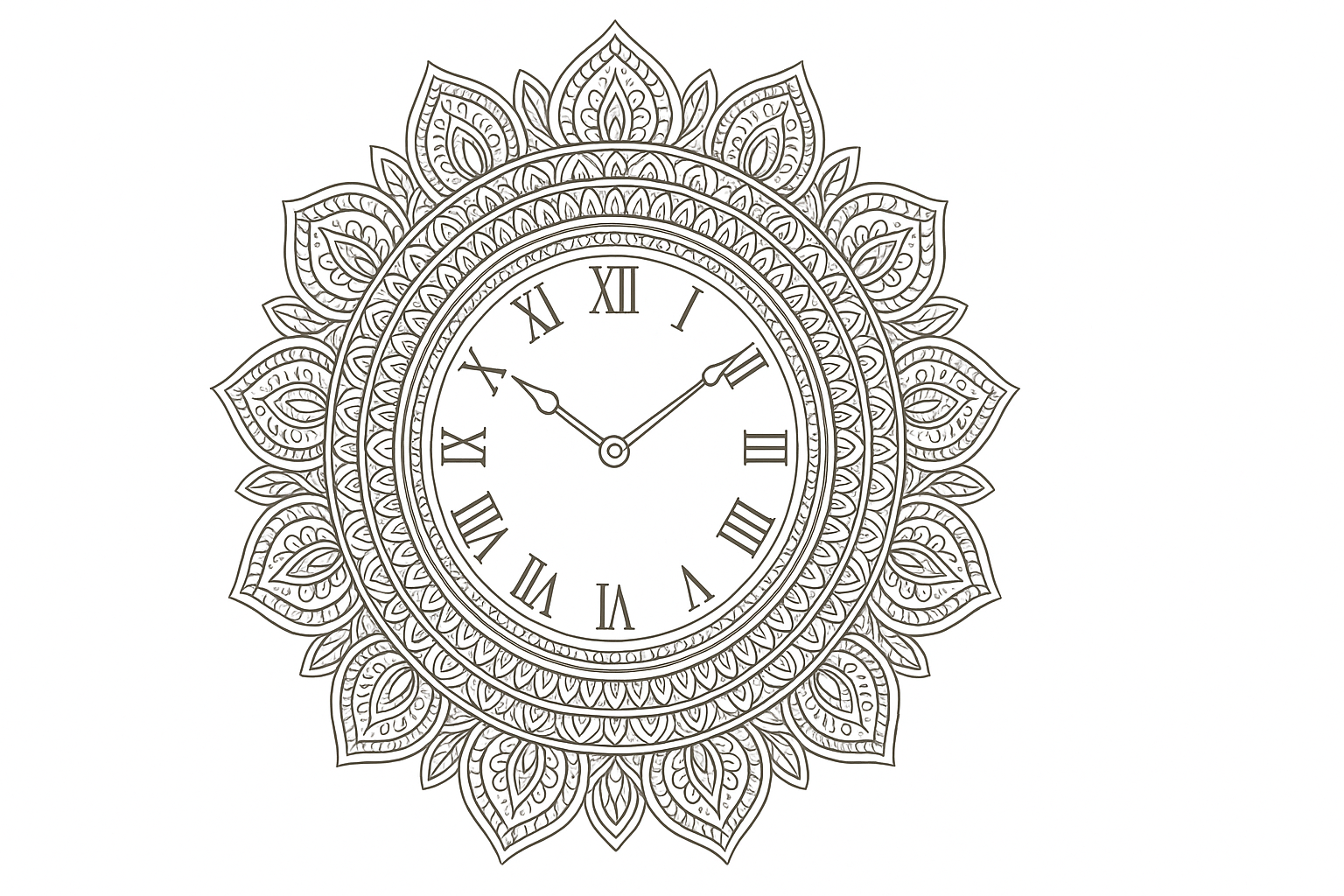 Reloj como dibujo detallado para colorear