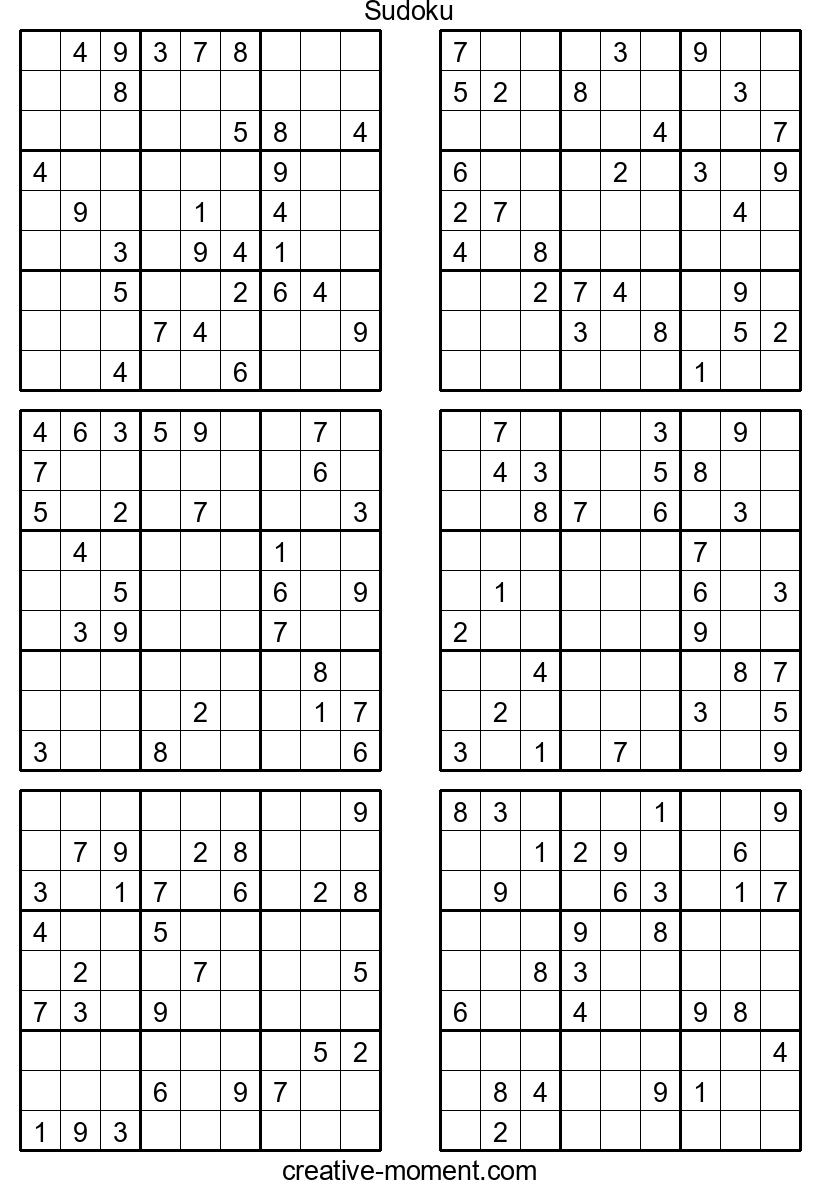 Nivel experto en Sudoku: Imprime gratis enigmas difíciles en línea