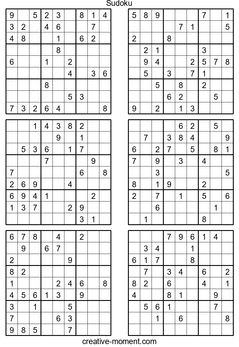 Puzzles para el entrenamiento cerebral: Imprime Sudoku de dificultad media gratis