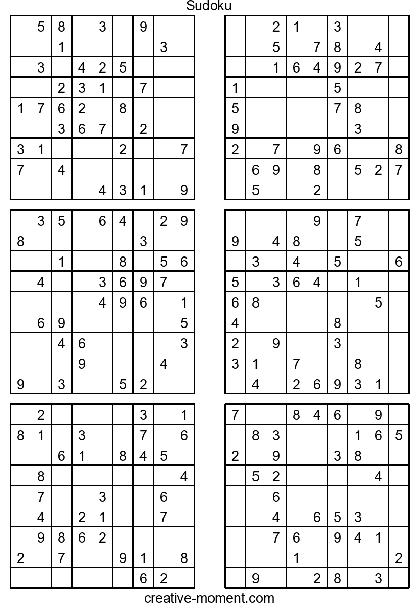 Puzzles Sudoku de dificultad media: Imprime gratis