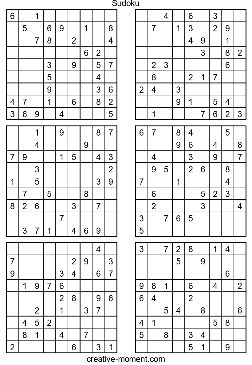 Puzzles Sudoku de dificultad media para el descanso: Imprime gratis