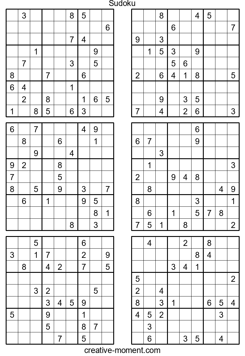 Rompecabezas cerebrales difíciles en Sudoku: Imprime gratis y resuelve