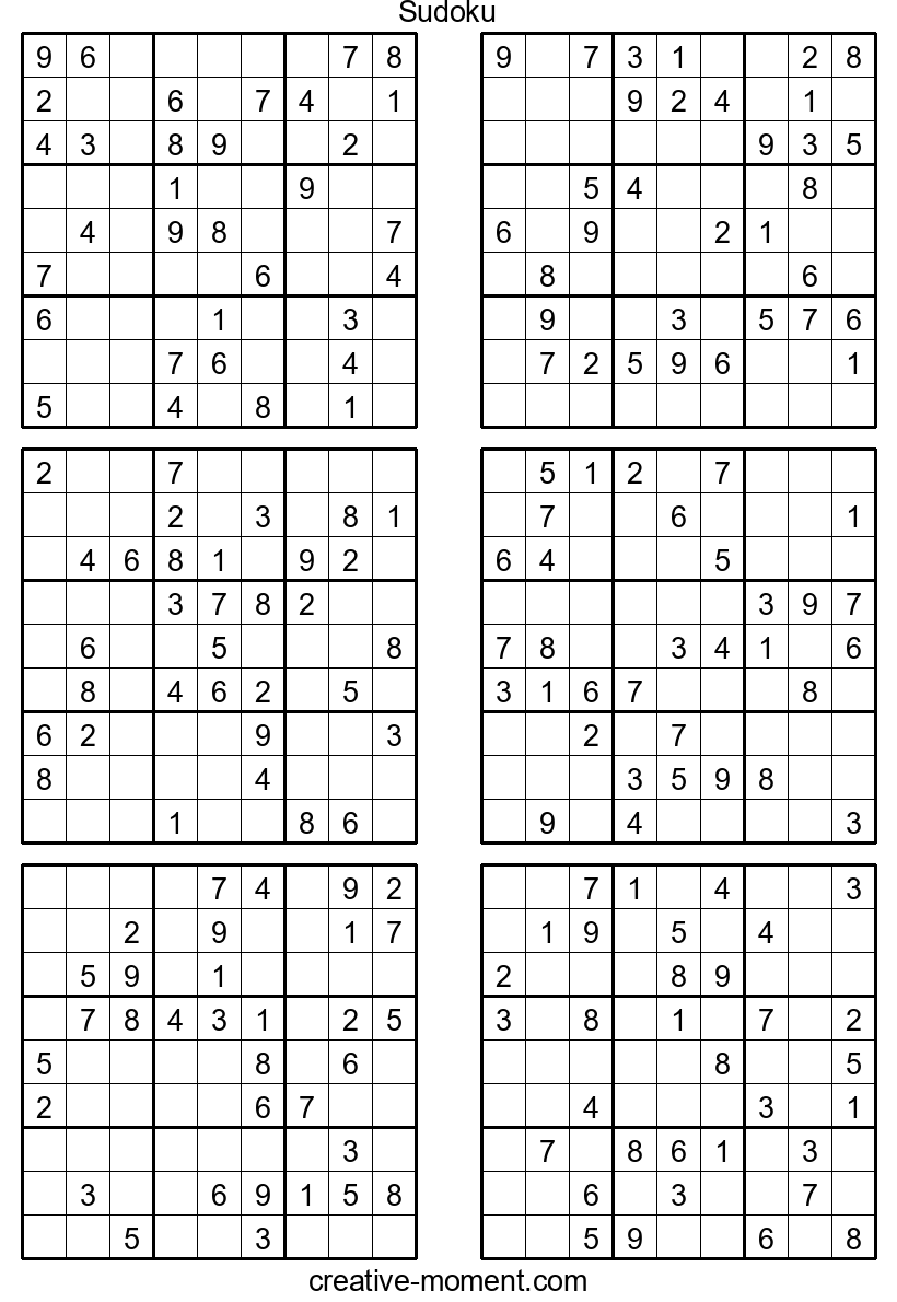 Sudoku de dificultad media en línea: Juega gratis e imprime PDFs