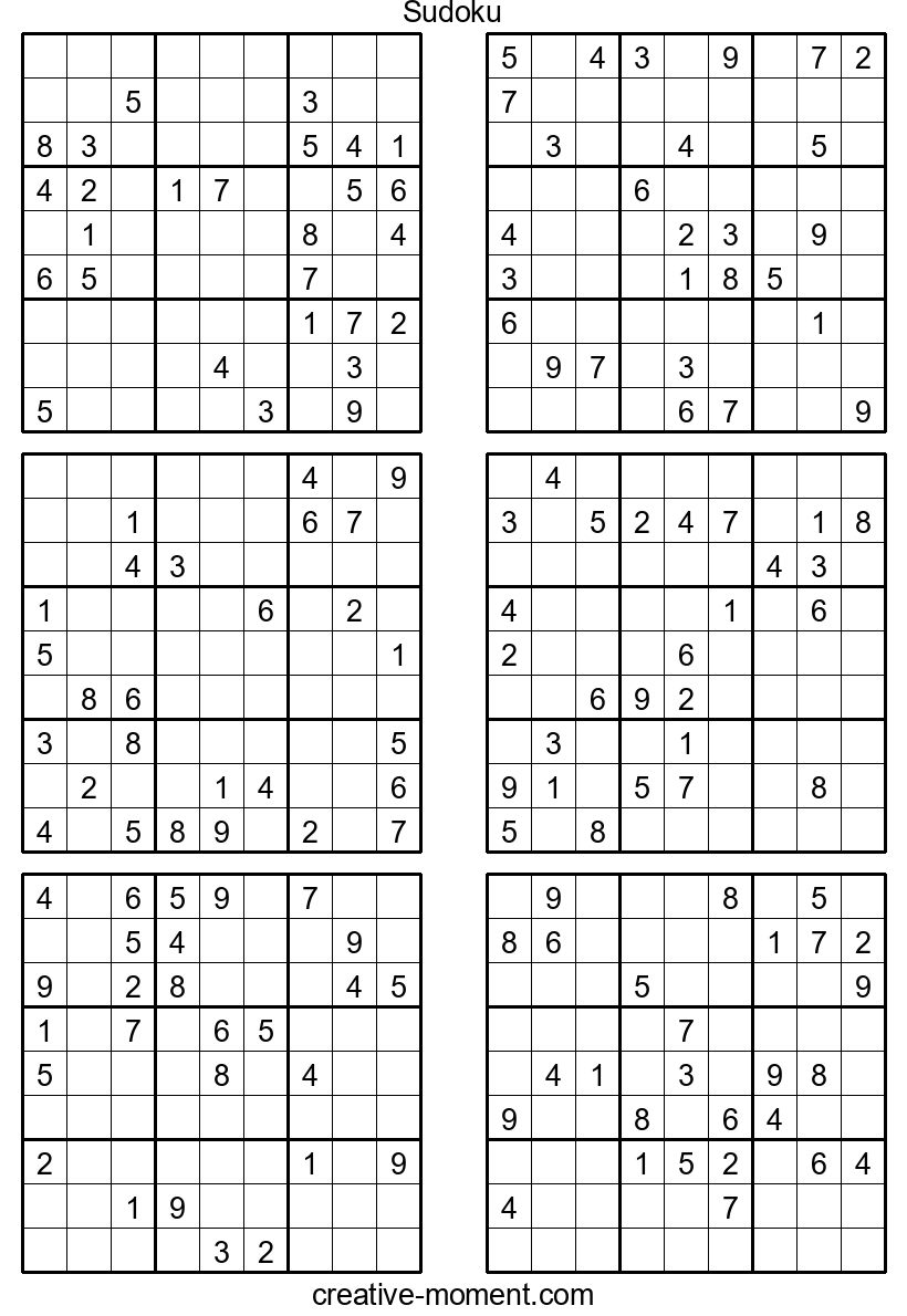 Sudoku para pensadores: Imprime gratis enigmas difíciles en línea