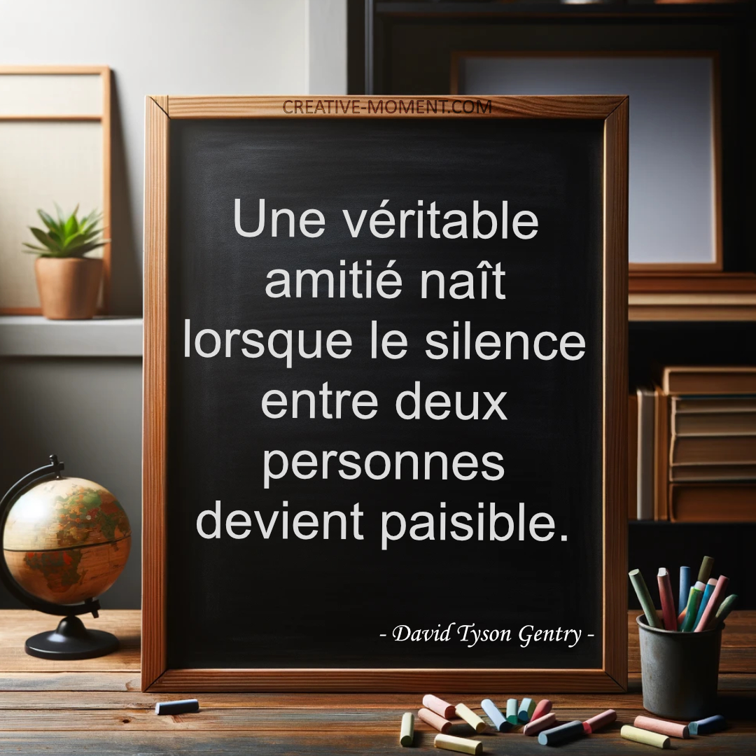Une véritable amitié naît lorsque le silence entre deux personnes devient paisible