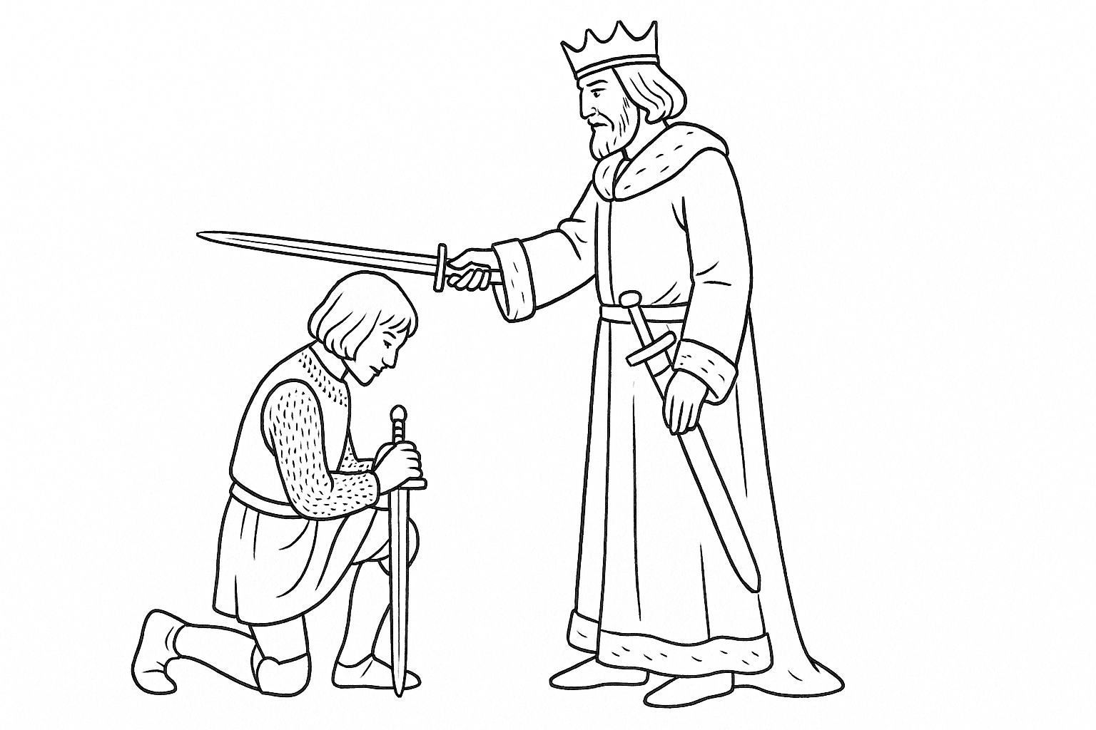 Adoubement du chevalier – coloriage gratuit