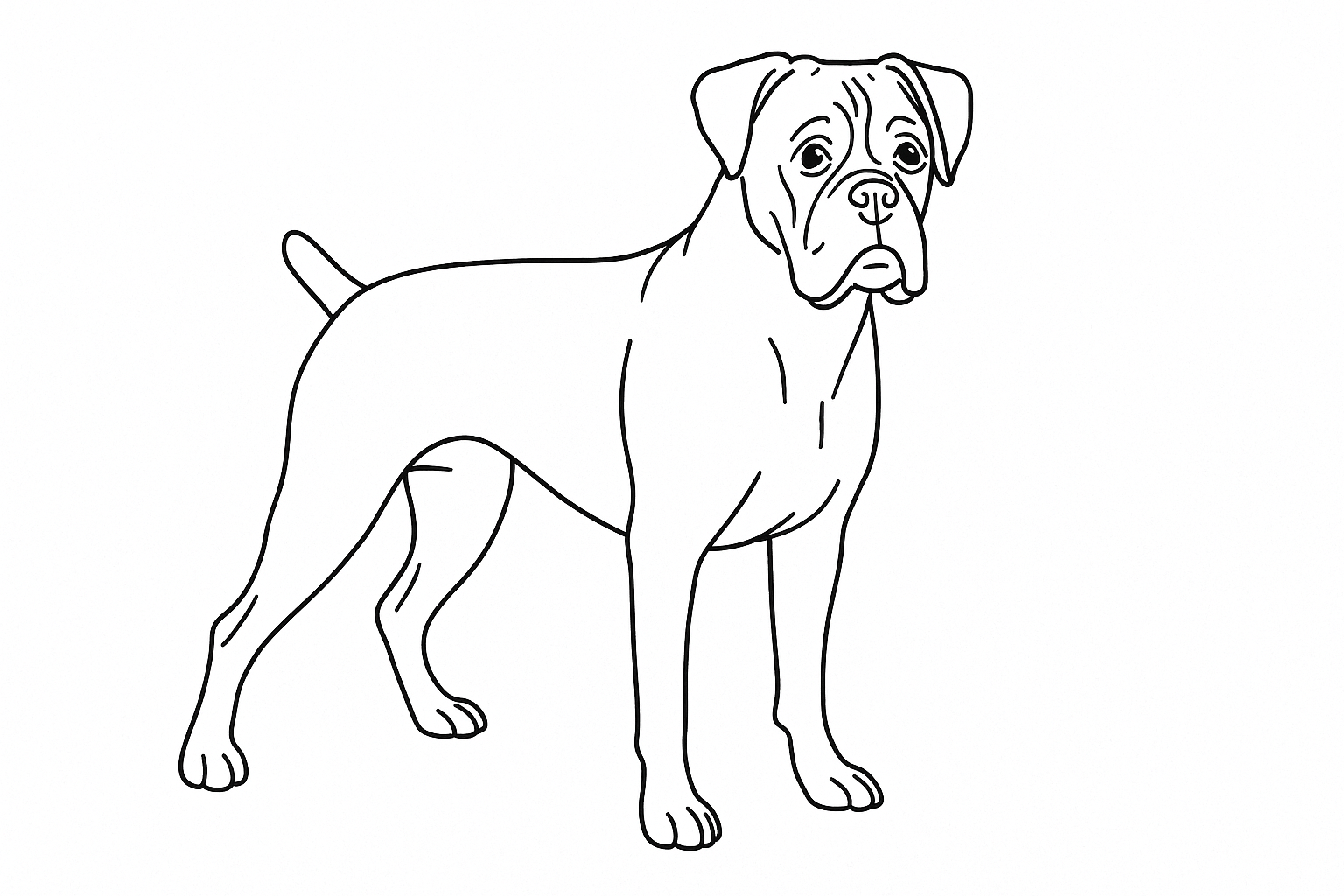 Coloriage chien boxer – modèle gratuit pour enfants (PDF)
