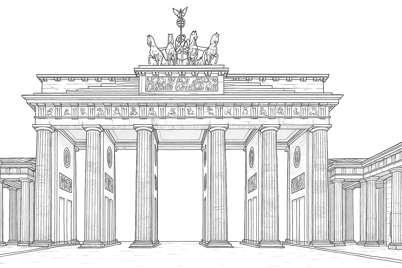 Coloriage Porte de Brandebourg : Modèle gratuit de Berlin
