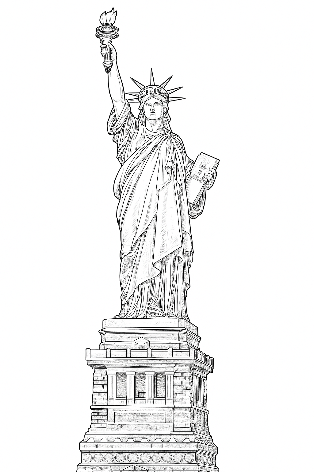 Dessin à colorier Statue de la Liberté pour enfants
