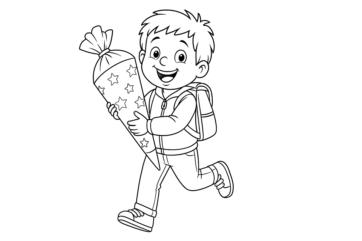 Enfant avec cône d’école à colorier