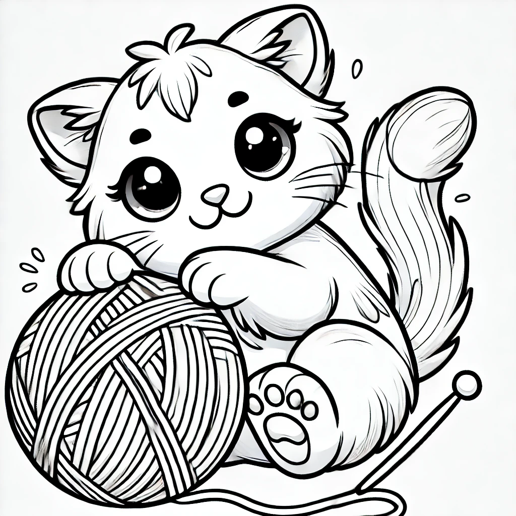 Mignon chat joue avec une pelote de laine