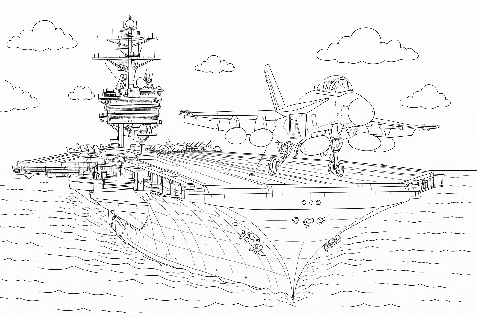 Porte-avions avec avion de chasse