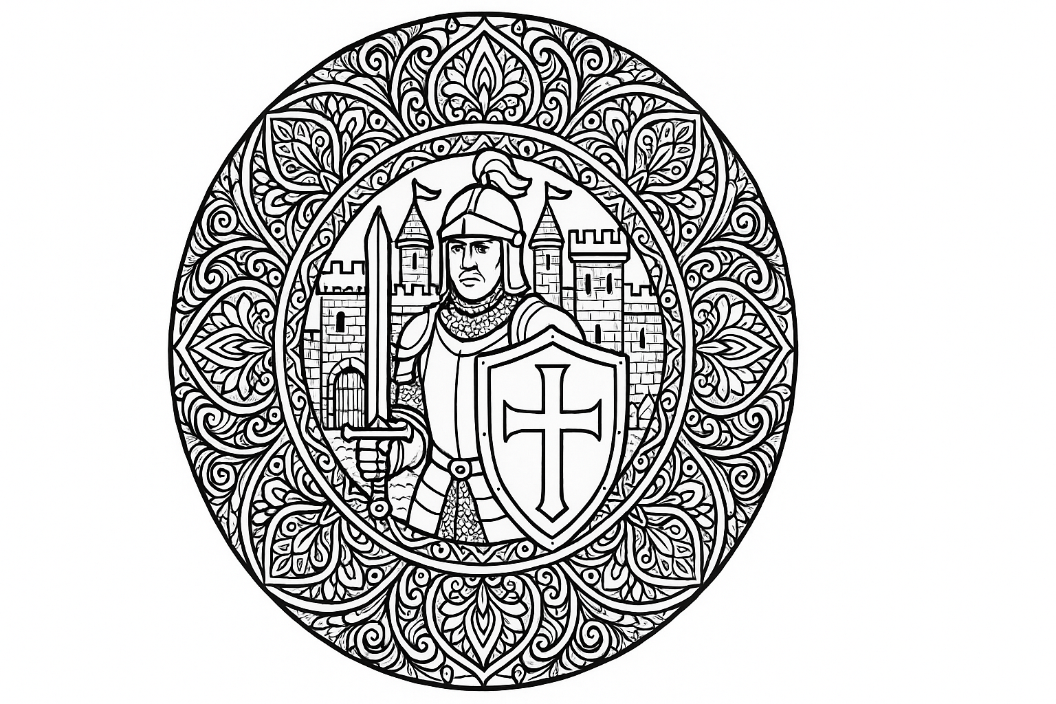 Chevalier et château à imprimer pour enfants