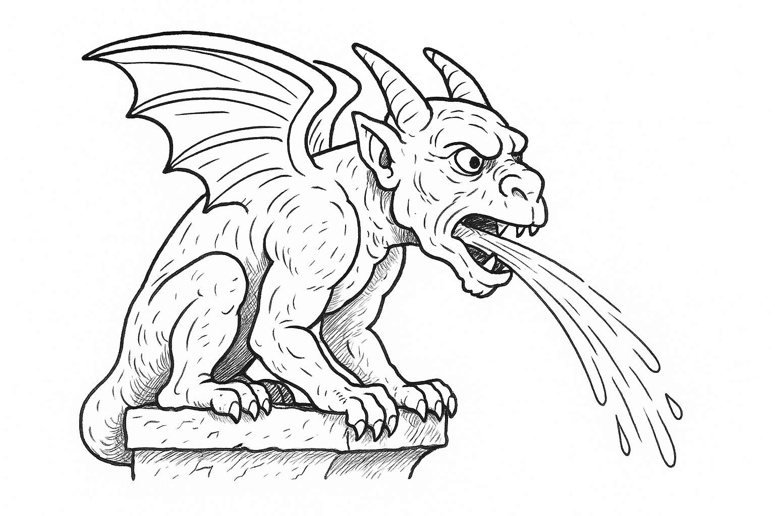 Disegno da colorare gargoyle doccione – modello gratuito