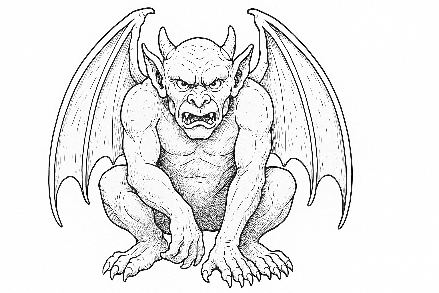 Disegno da colorare Gargoyle gratuito – Modello dettagliato
