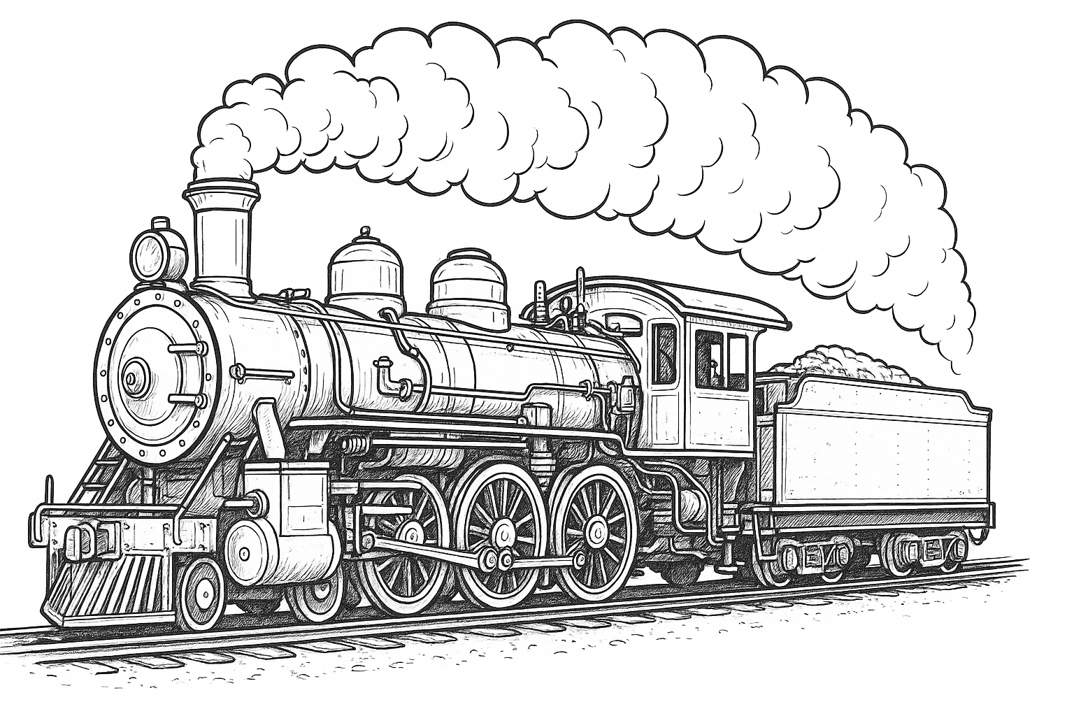 Disegno da colorare gratuito Locomotiva a vapore – Modello da stampare