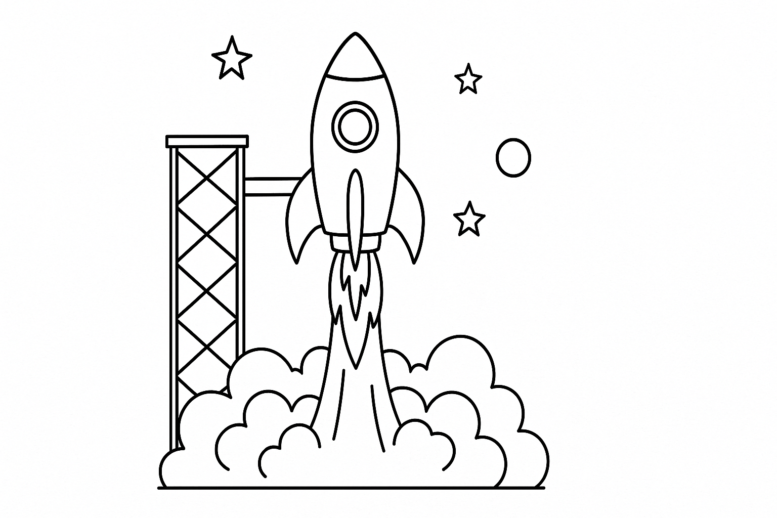 Disegno da colorare Lancio del razzo – Modello gratuito per bambini