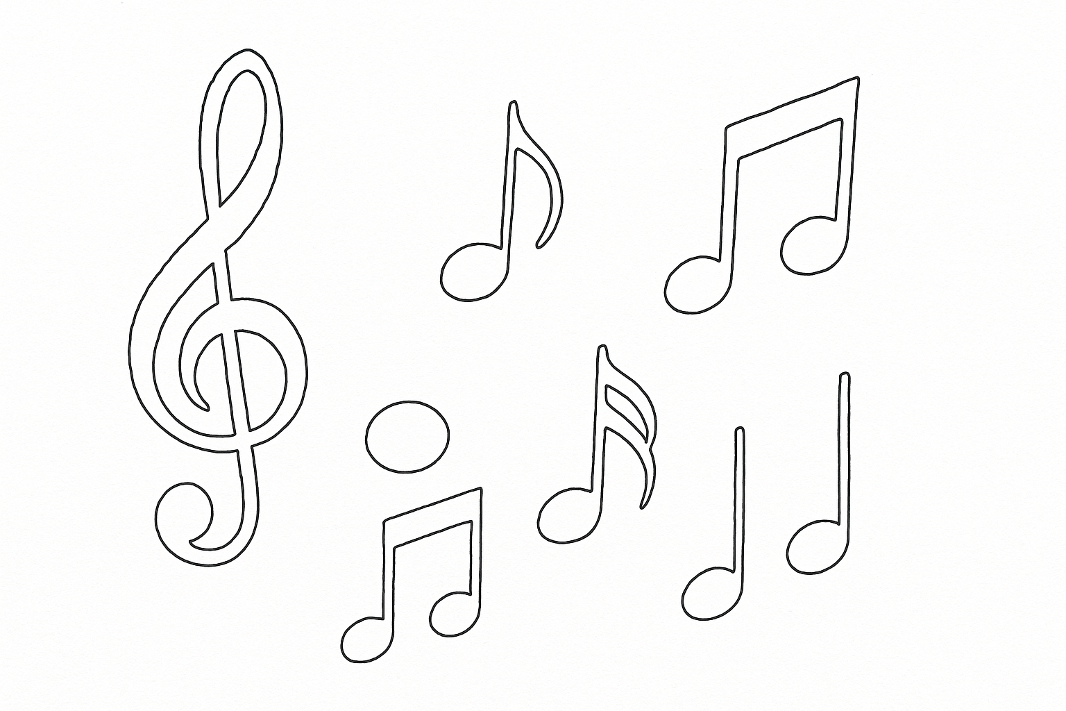 Disegno da colorare note musicali – modello gratuito