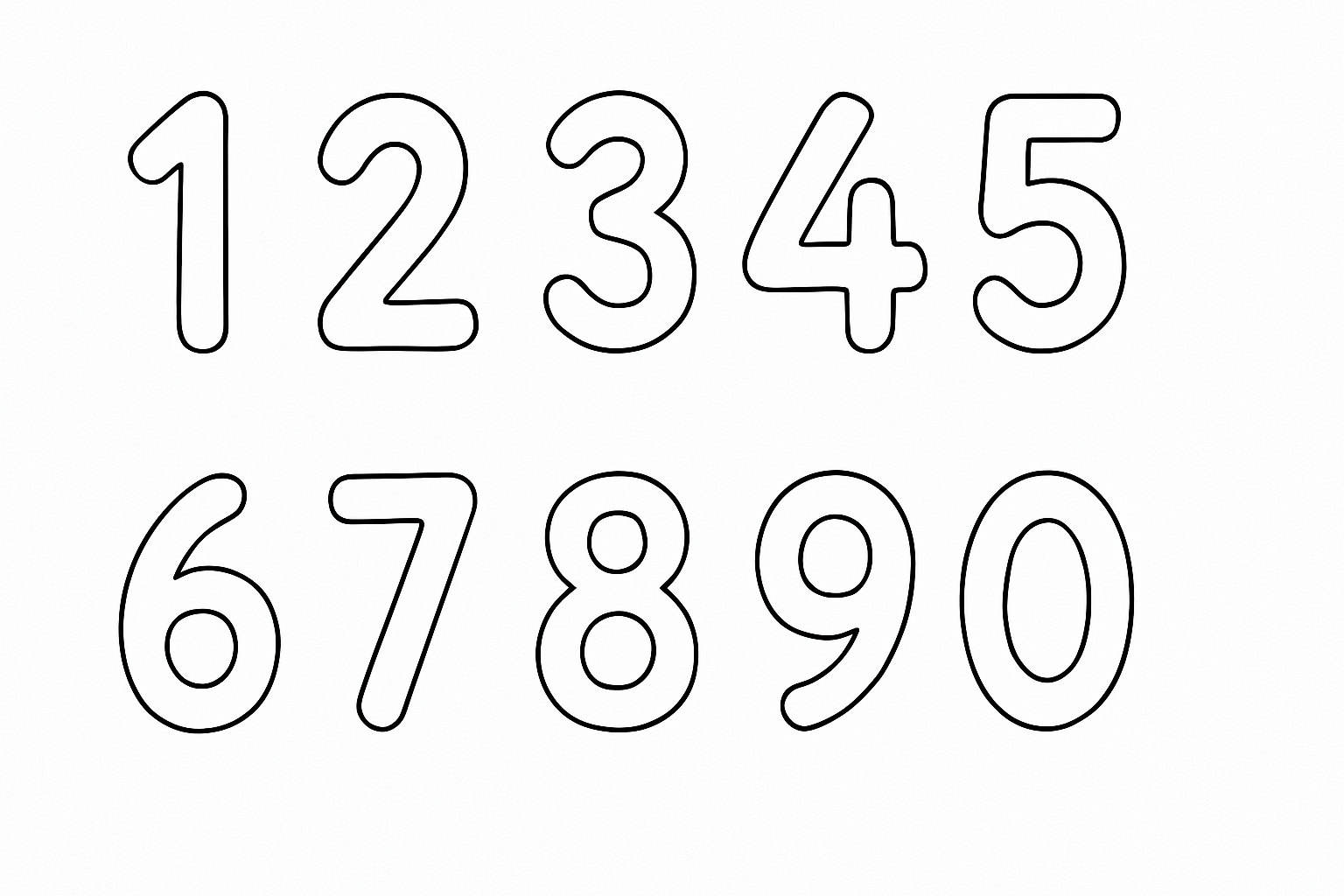 Disegno da colorare Numeri 1–10 – Apprendimento facile per bambini