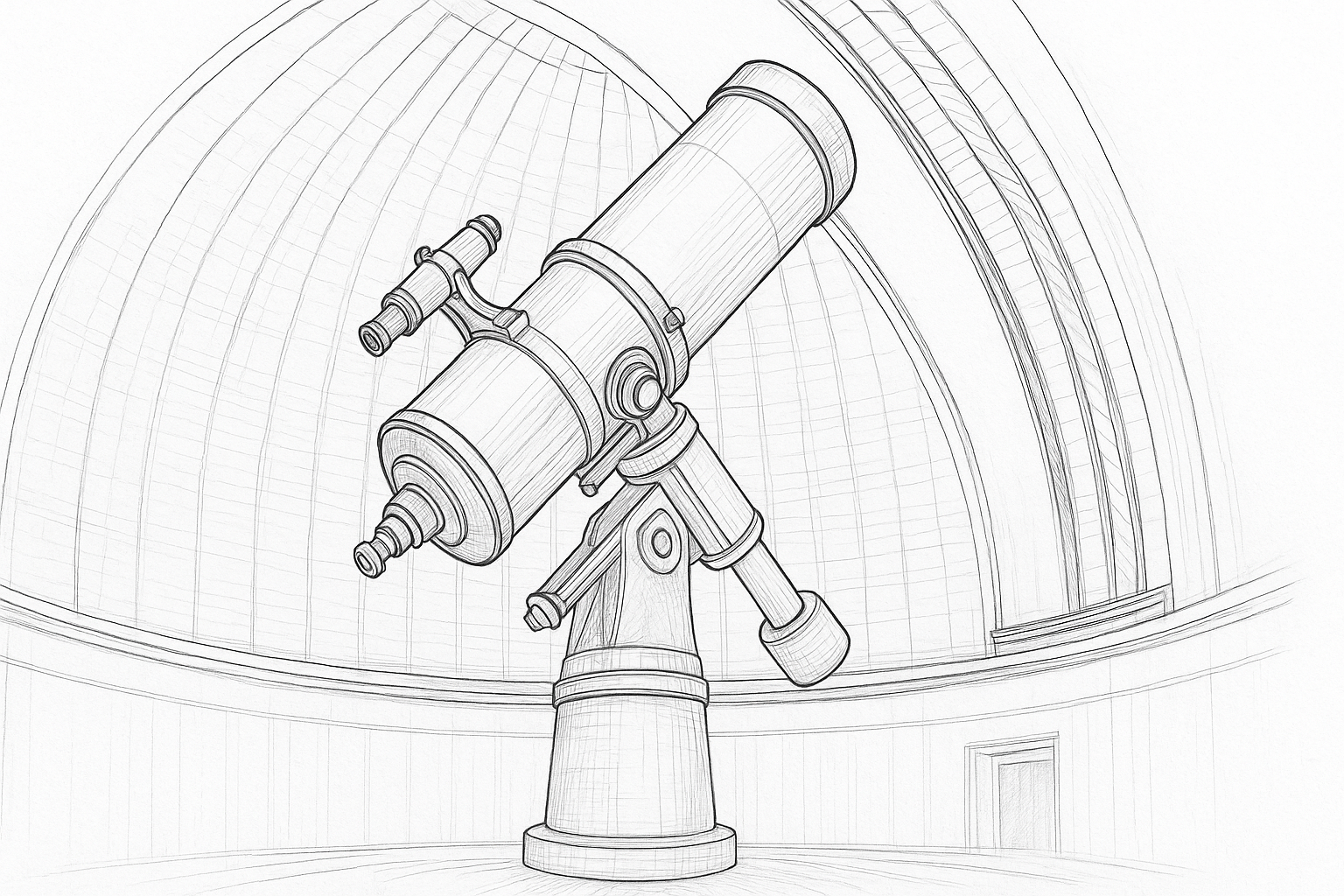 Disegno da colorare Telescopio in osservatorio – Modello gratuito da stampare