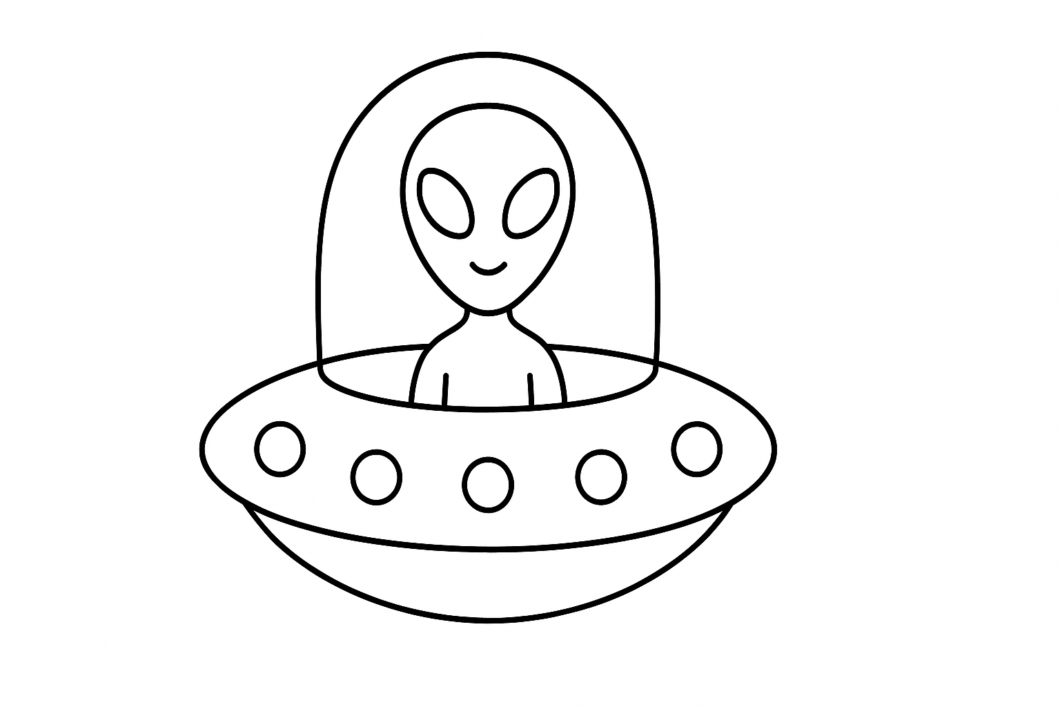 Disegno da colorare UFO con alieno – Modello semplice per bambini