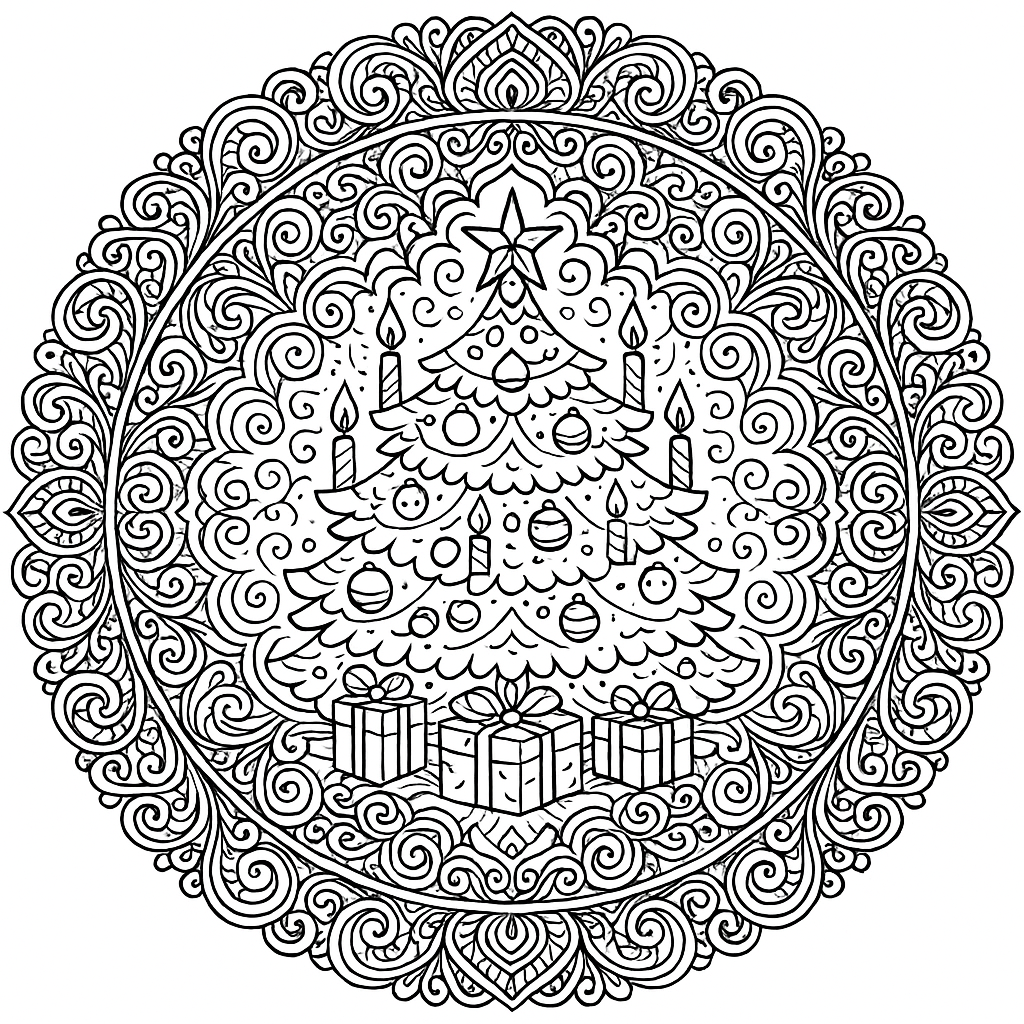 Albero di Natale con regali da stampare