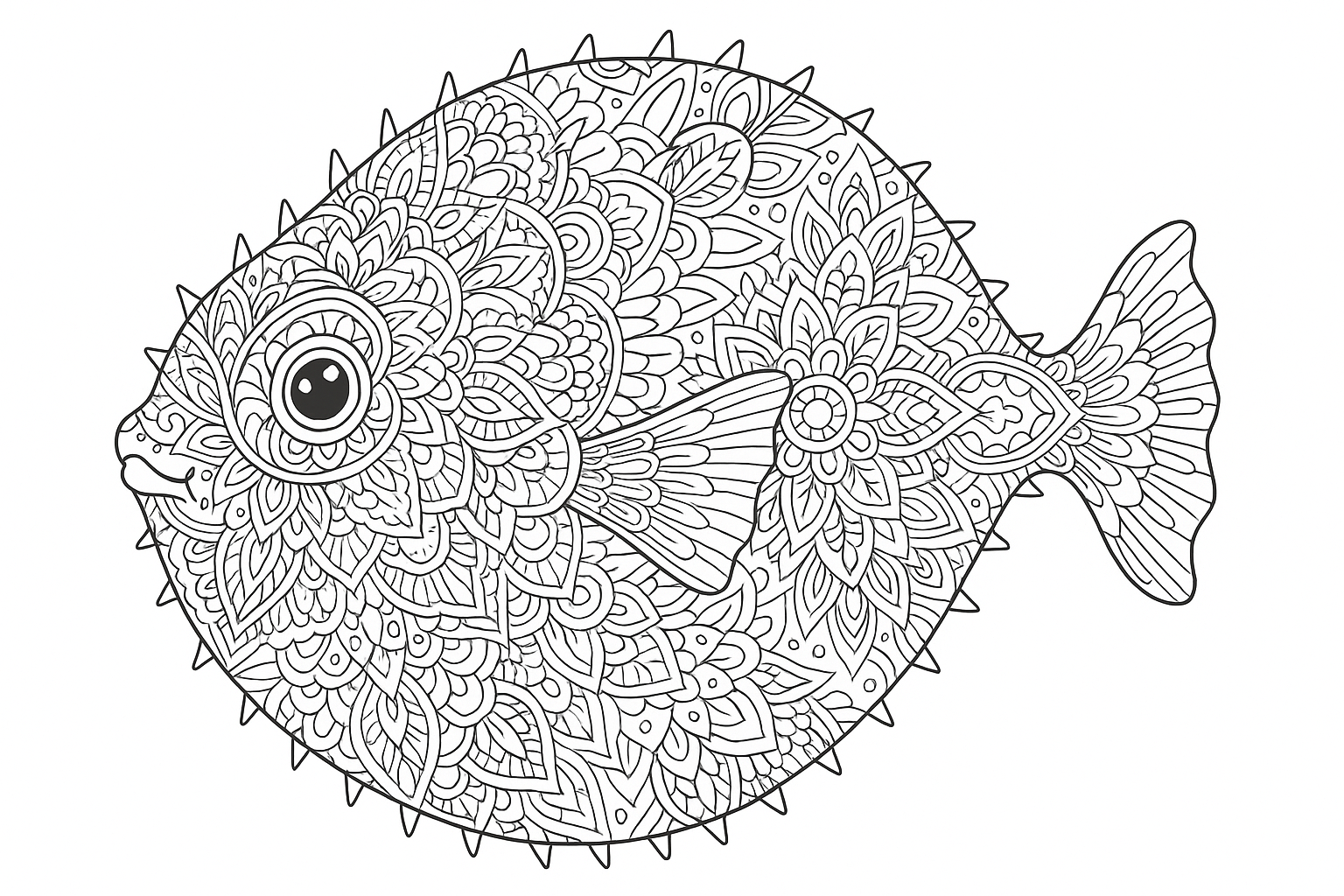 Pesce palla come disegno dettagliato da colorare
