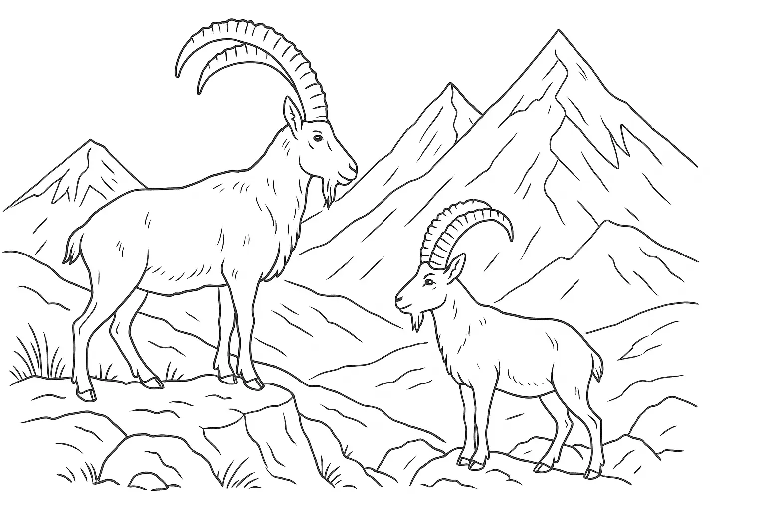 Alpine Ibex Coloring Page for Nature Fans