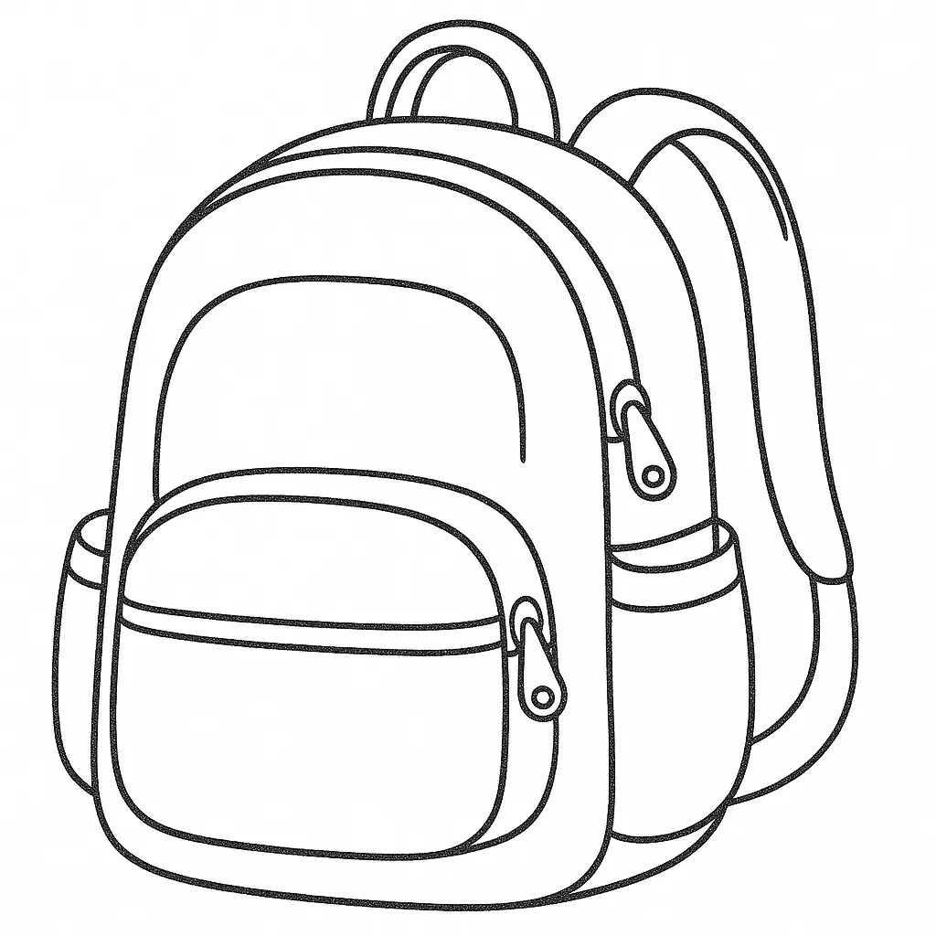 Backpack Coloring Page – Simple Template for Kids